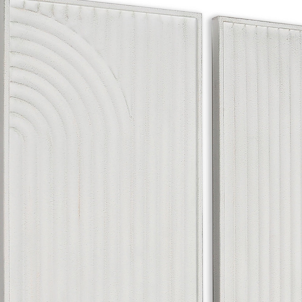 Set of Two White Metal Abstract Wall Sculptures