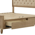 Victoria Wood Bed with Upholstered Headboard and Built-In Storage Drawer