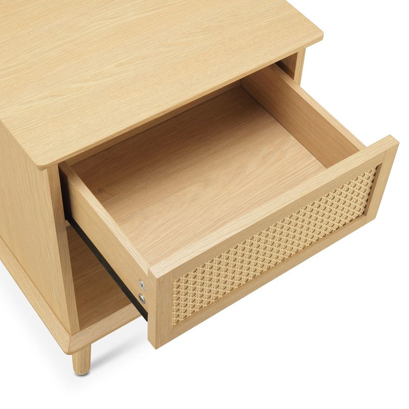 Teagan Rattan Side Table with Built-in Charging Station & LED Light