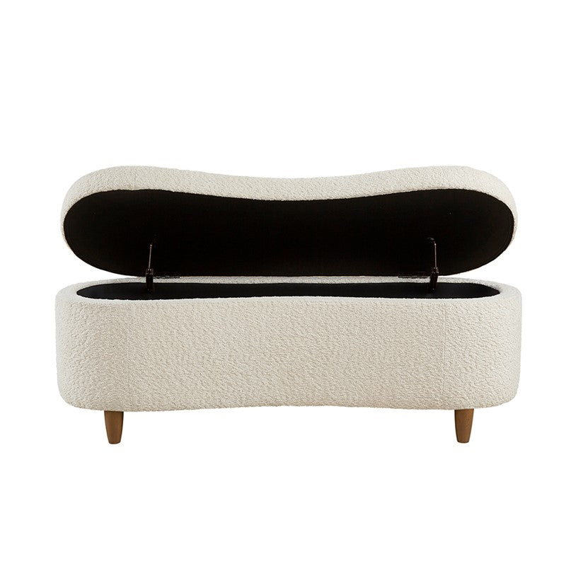 Bailey Boucle-Style Curved Storage Accent Bench