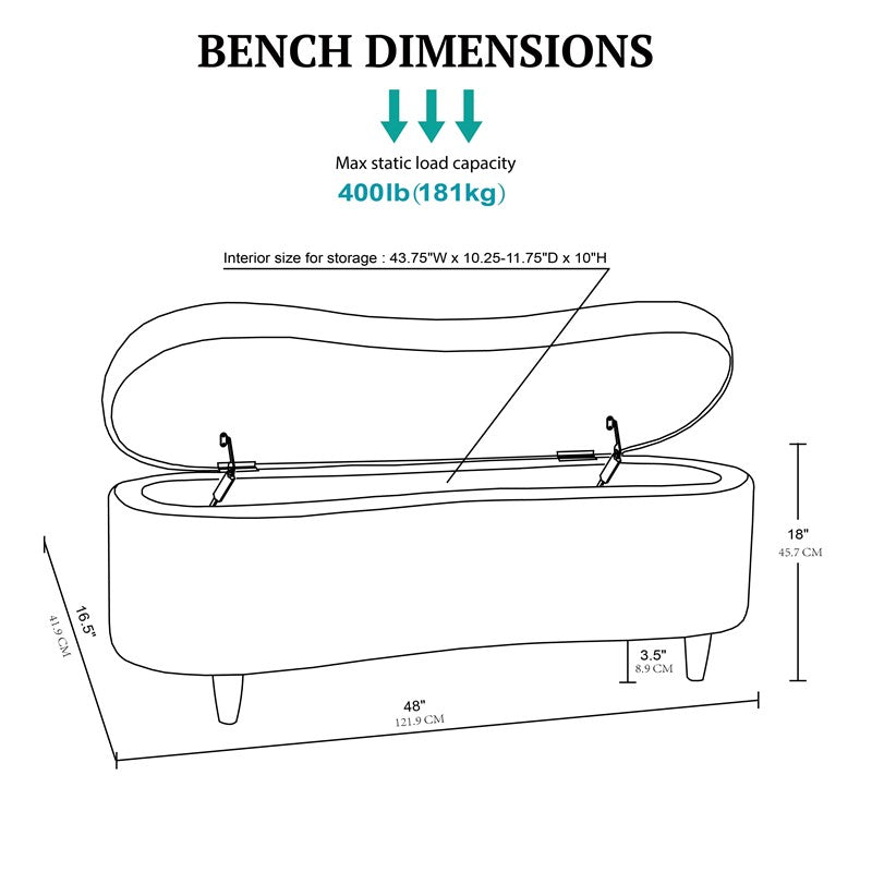 Bailey Boucle-Style Curved Storage Accent Bench
