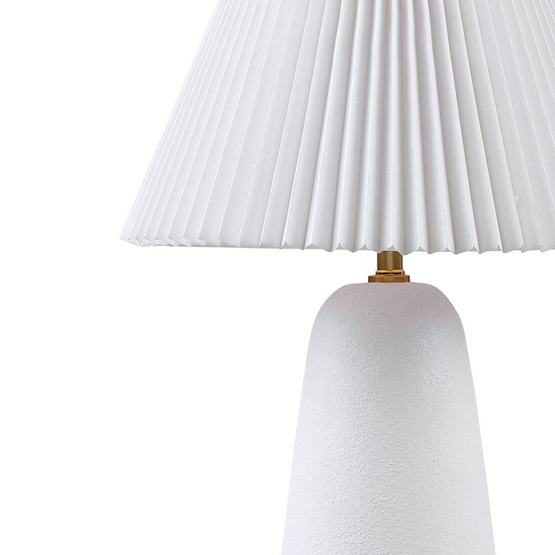 Veluna Textured Ceramic Table Lamp with Fluted Fabric Shade