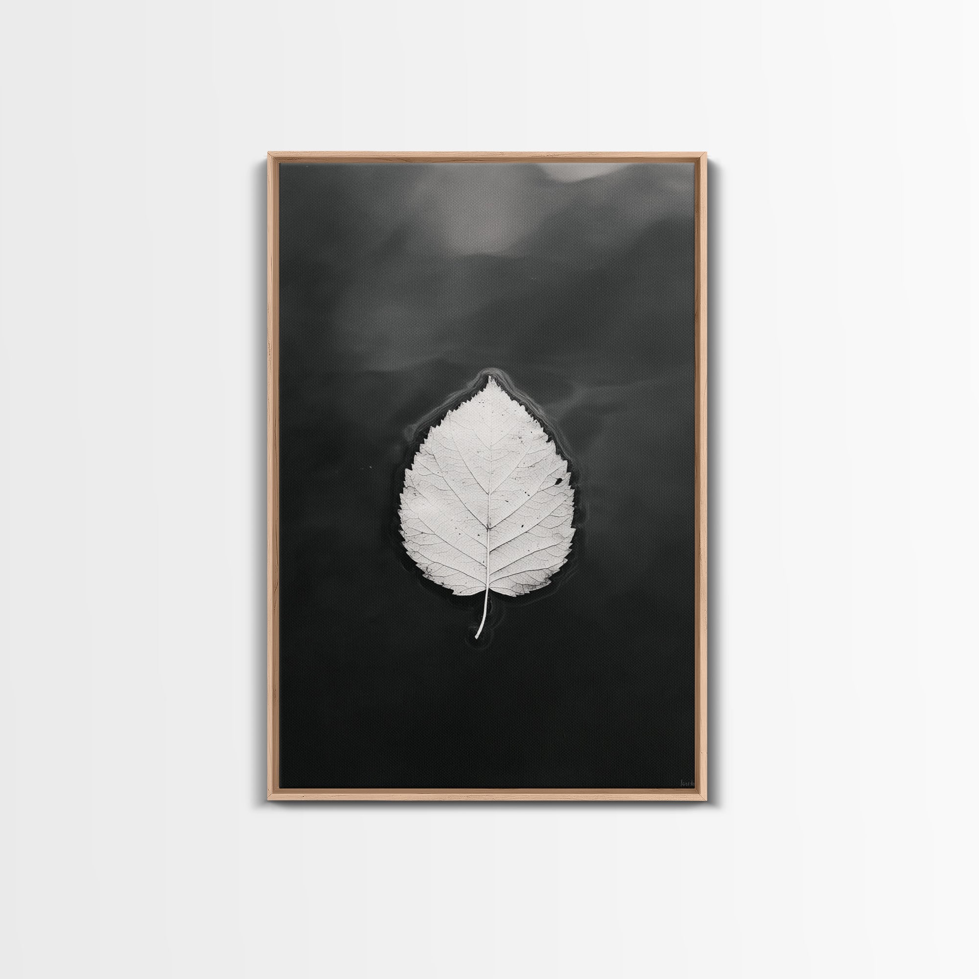 Floating Leaf, Still Water, Autumn Calm, Canvas Print Secondary image