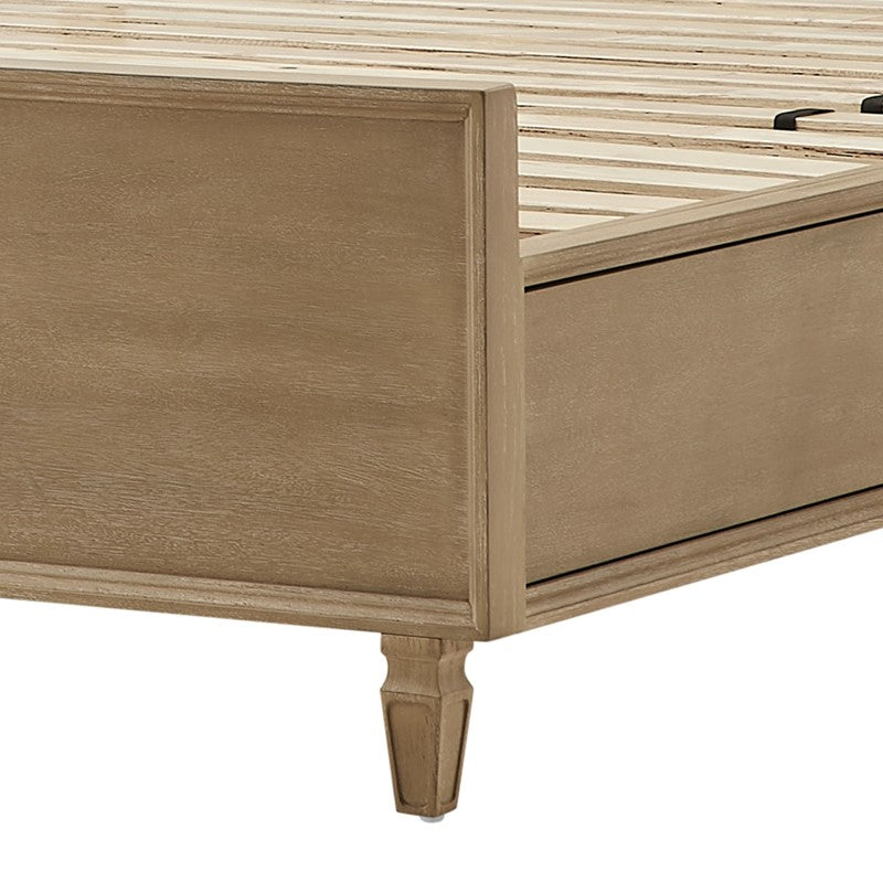 Victoria Wood Bed with Upholstered Headboard and Built-In Storage Drawer
