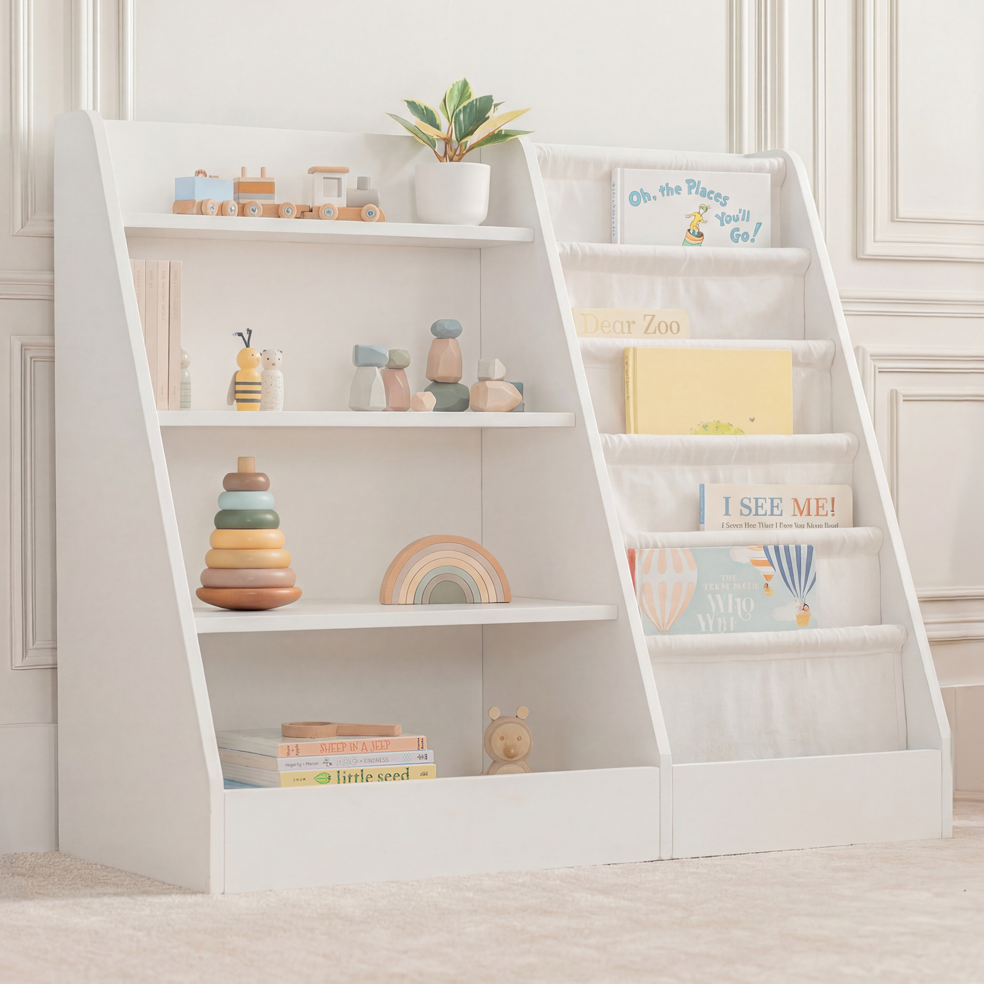 Kids Bookshelf in White Main image