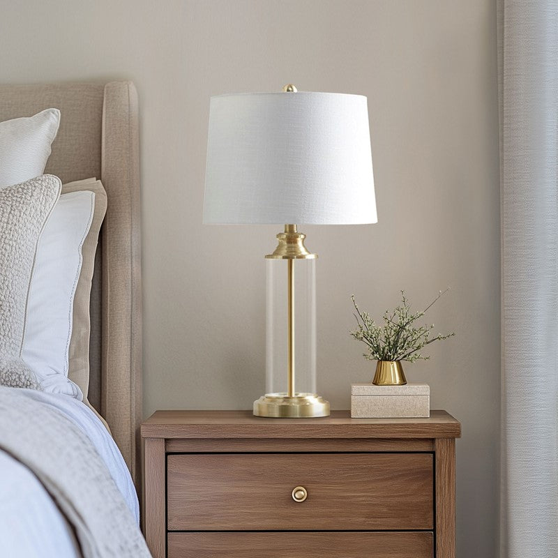 Clarity Glass Cylinder Table Lamp Set of 2
