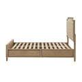 Victoria Wood Bed with Upholstered Headboard and Built-In Storage Drawer