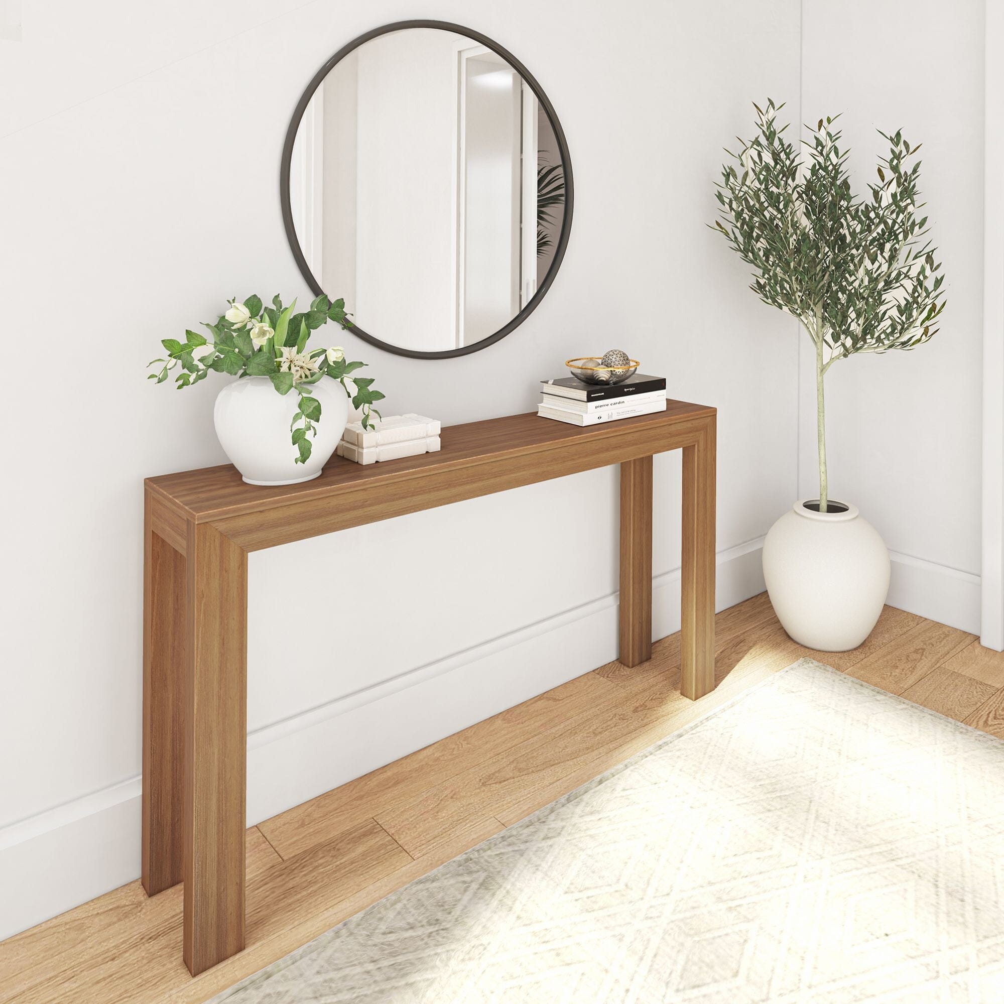 Modern Console Table - 56" Console Table Plank+Beam Pecan  Main image