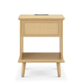 Teagan Rattan Side Table with Built-in Charging Station & LED Light