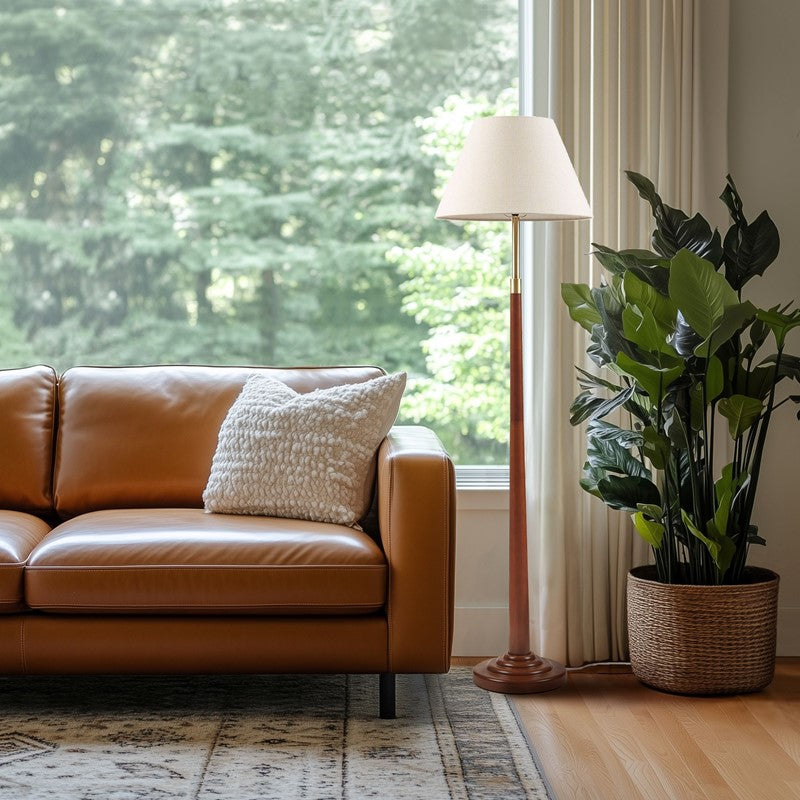 Verla Tapered Faux Wood Dimmable Floor Lamp Secondary image