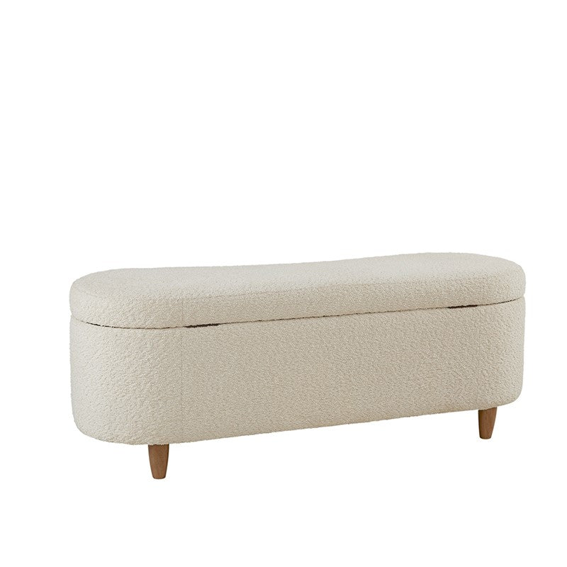 Bailey Boucle-Style Curved Storage Accent Bench