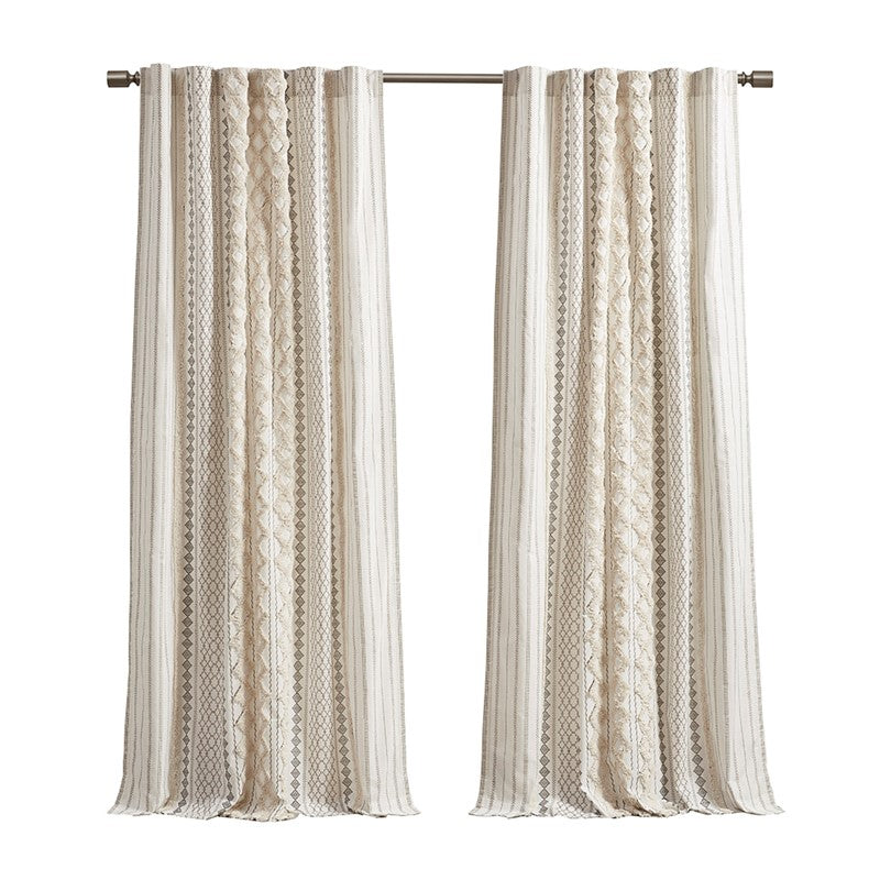 Imani Cotton Printed Curtain Panel with Chenille Stripe and Lining Secondary image