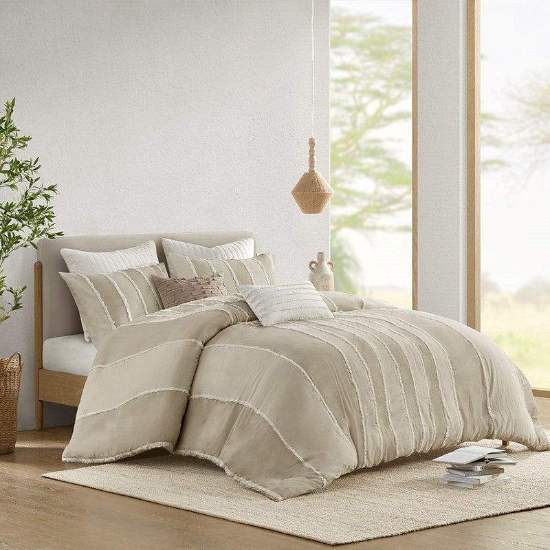 Shay 3 Piece Striped Cotton Duvet Cover Set Secondary image
