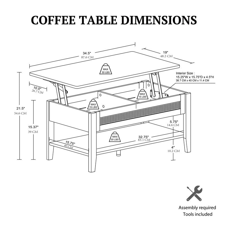Lennox Lift-Top Rattan Coffee Table