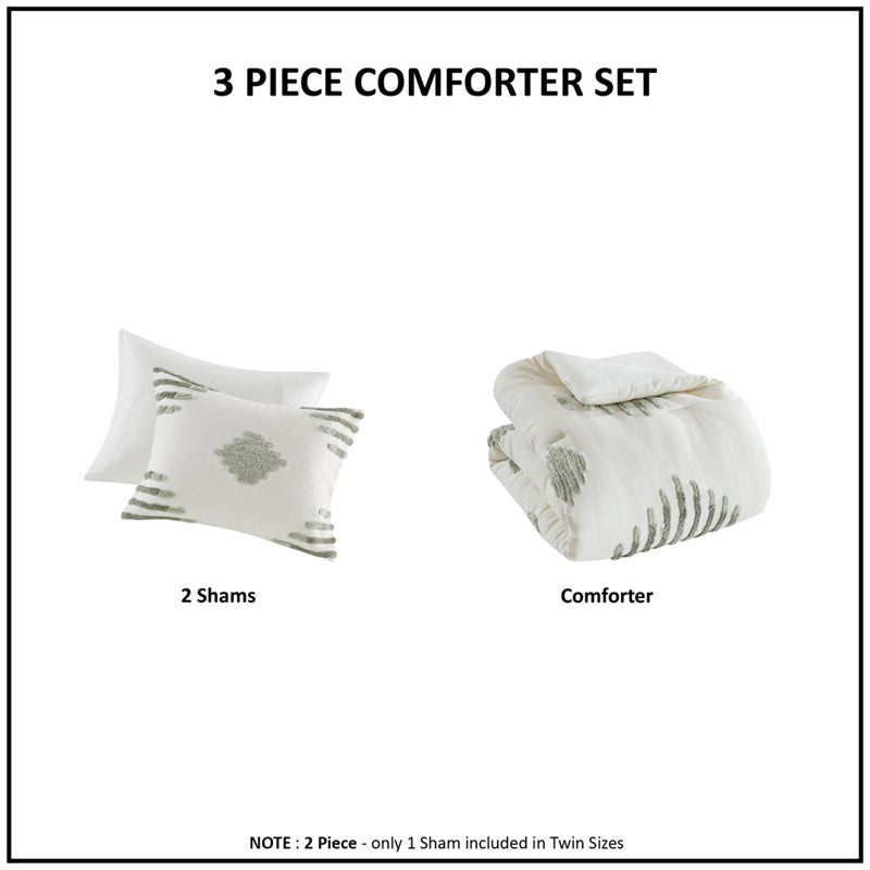 Tahli 3 Piece Cotton Blend Chenille Comforter Set