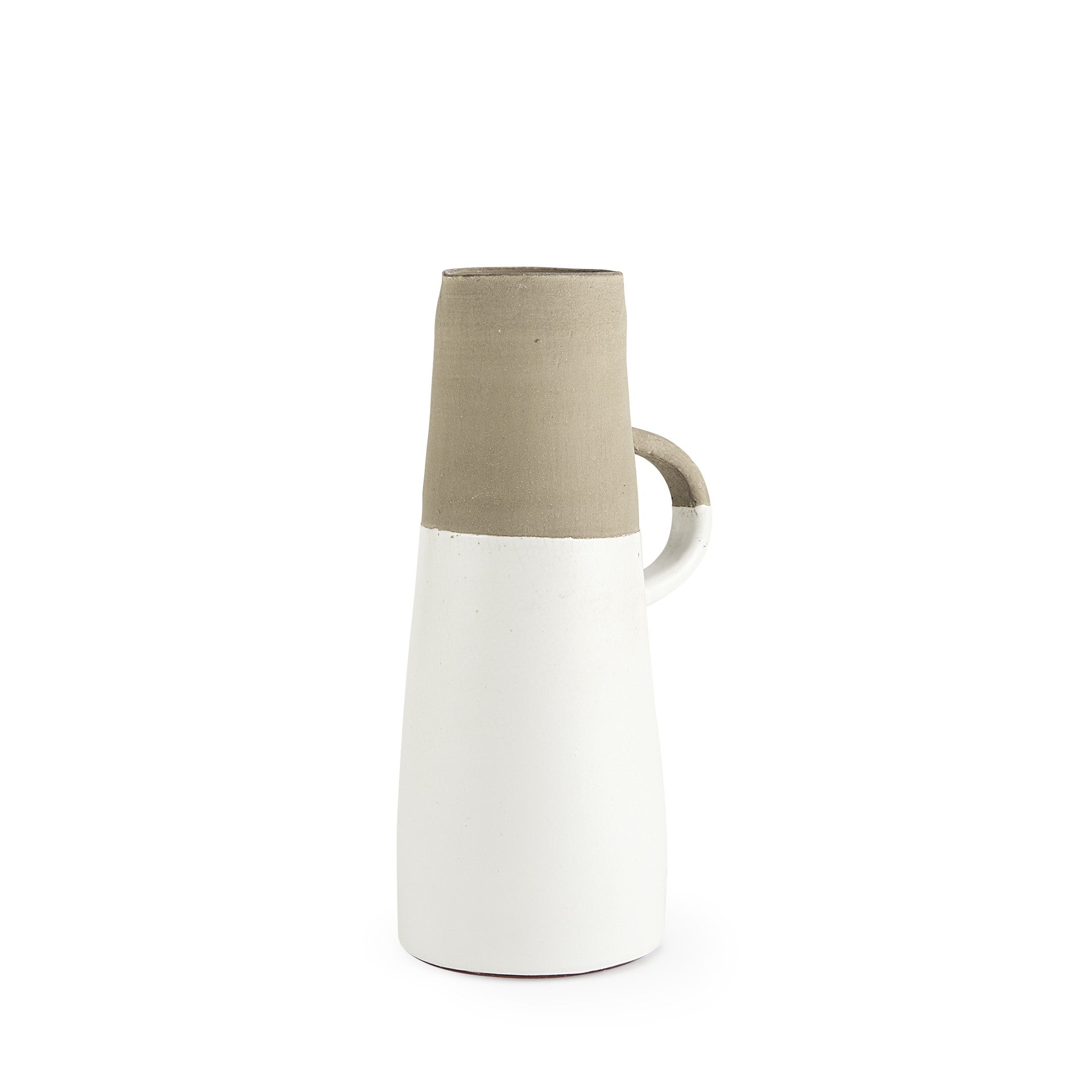 14" White and Natural Ceramic Decorative Jug Secondary image