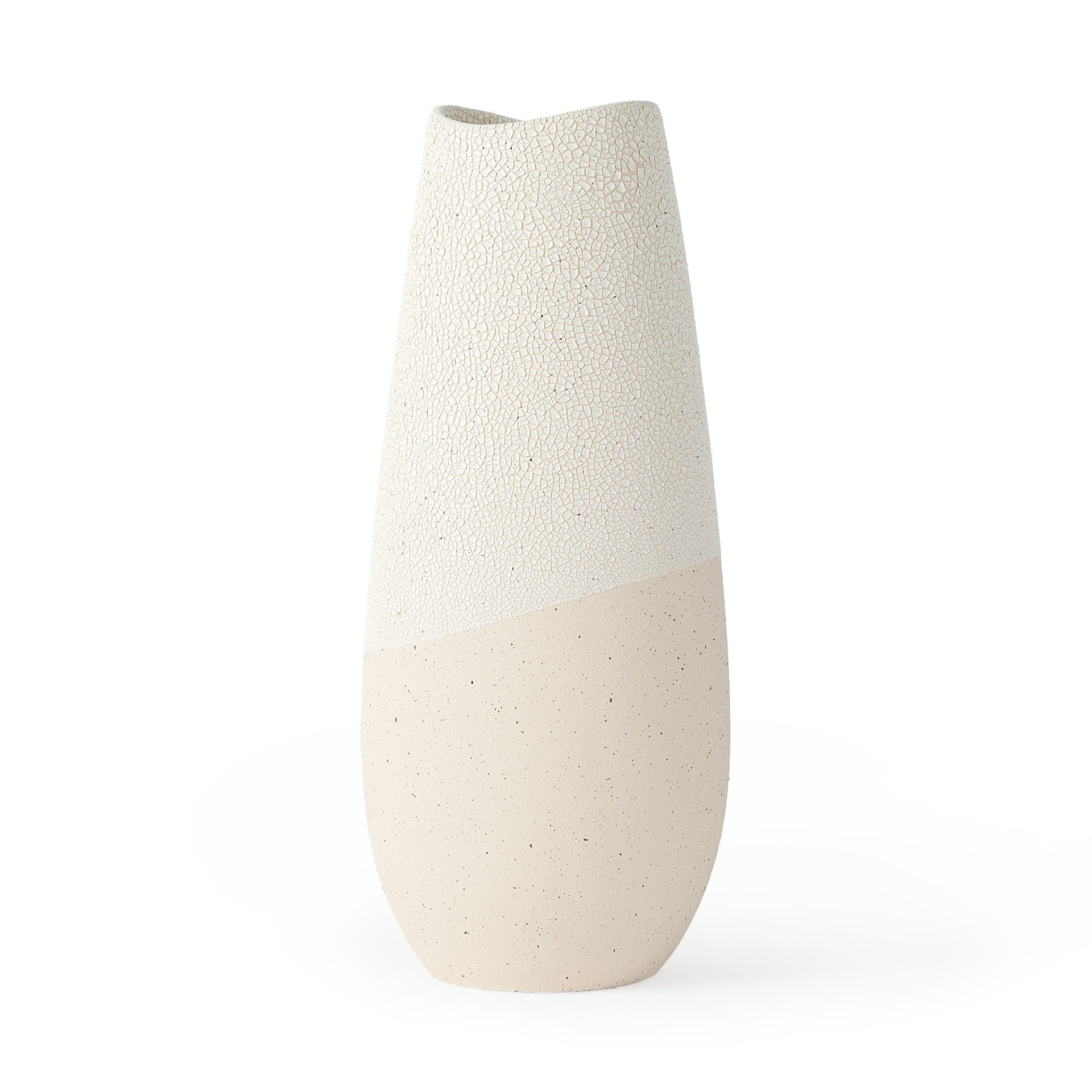 14" Cream Abstract Cylinder Ceramic Table Vase Secondary image