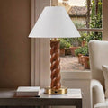 Helixia Twisted Faux Wood Table Lamp with USP C Port