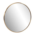 32" Antiqued Brushed Brass Round Wall Mirror