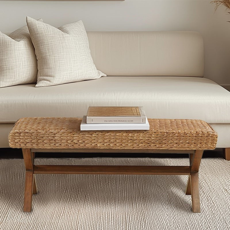 Seadrift Hand-woven Water Hyacinth Accent Bench Main image