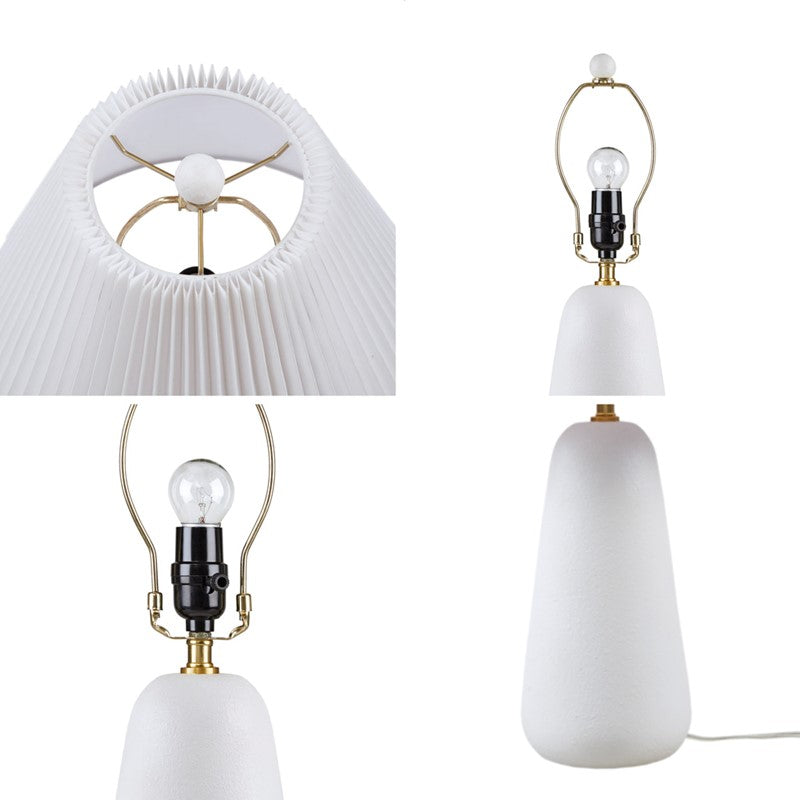Veluna Textured Ceramic Table Lamp with Fluted Fabric Shade
