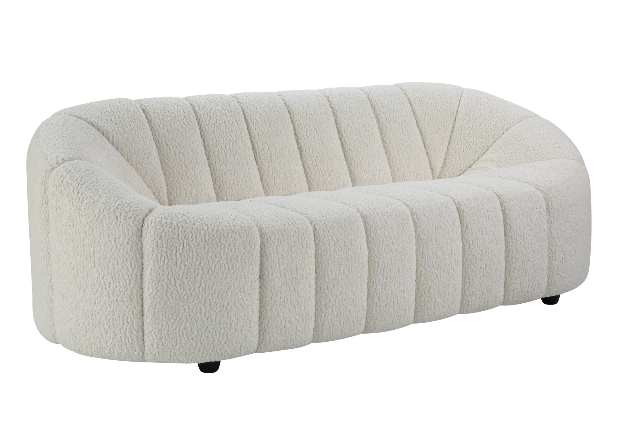 84" White Sherpa Sofa With Black Legs Secondary image