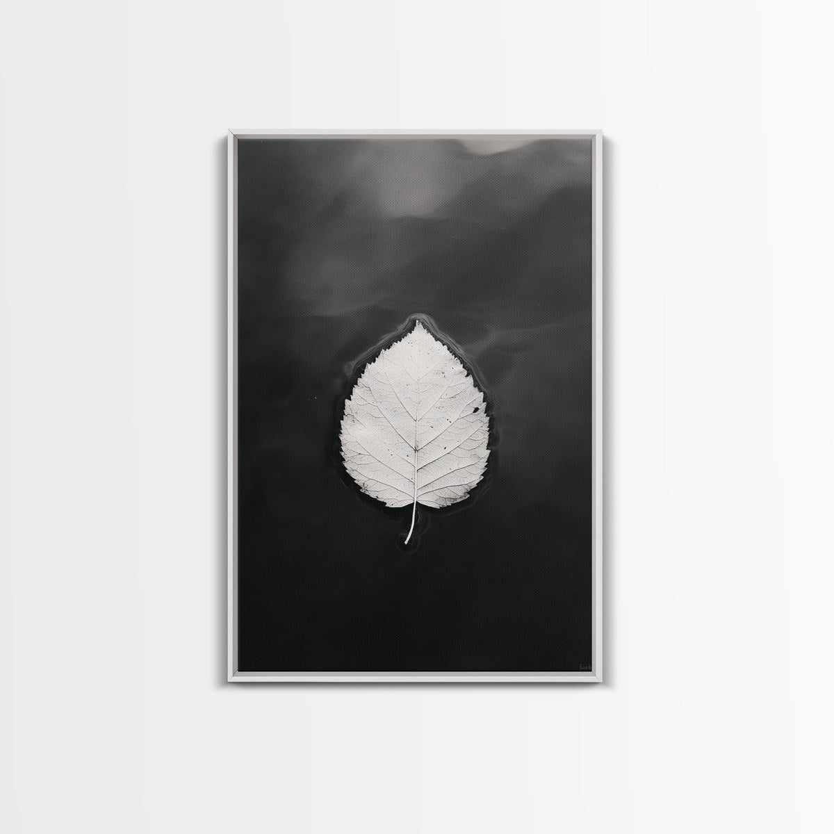 Floating Leaf, Still Water, Autumn Calm, Canvas Print