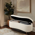 Bailey Boucle-Style Curved Storage Accent Bench