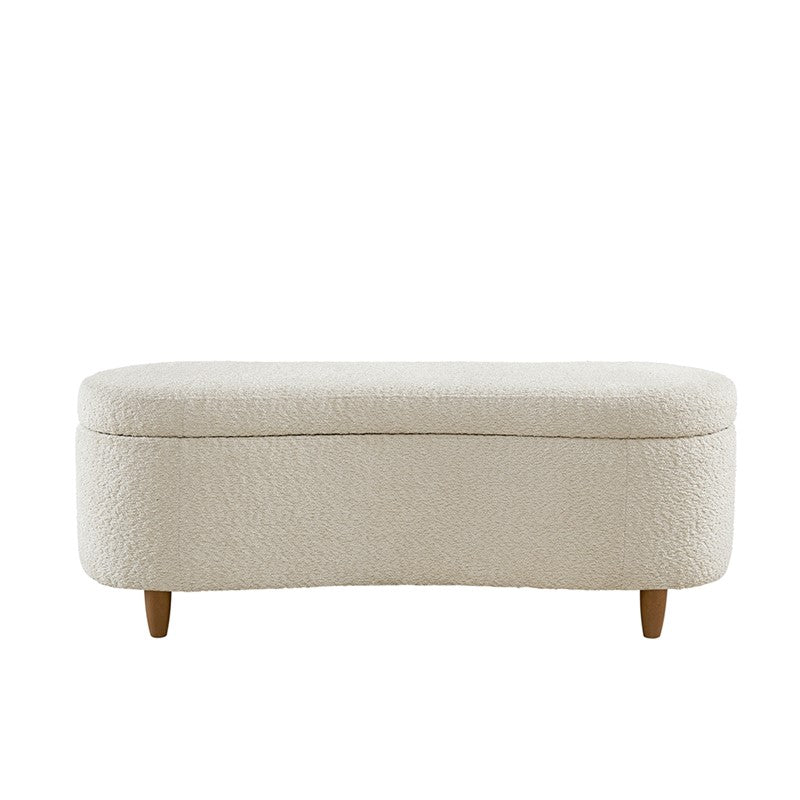 Bailey Boucle-Style Curved Storage Accent Bench