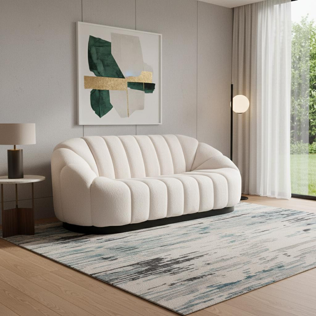 85" Cream Curved Sofa Main image