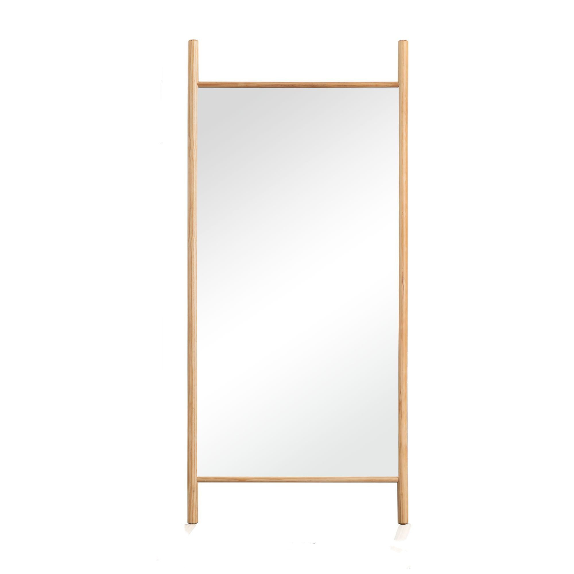 71" Natural Solid Wood Novelty Leaning Framed Full Length Mirror Secondary image