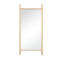 71" Natural Solid Wood Novelty Leaning Framed Full Length Mirror