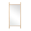 71" Natural Solid Wood Novelty Leaning Framed Full Length Mirror