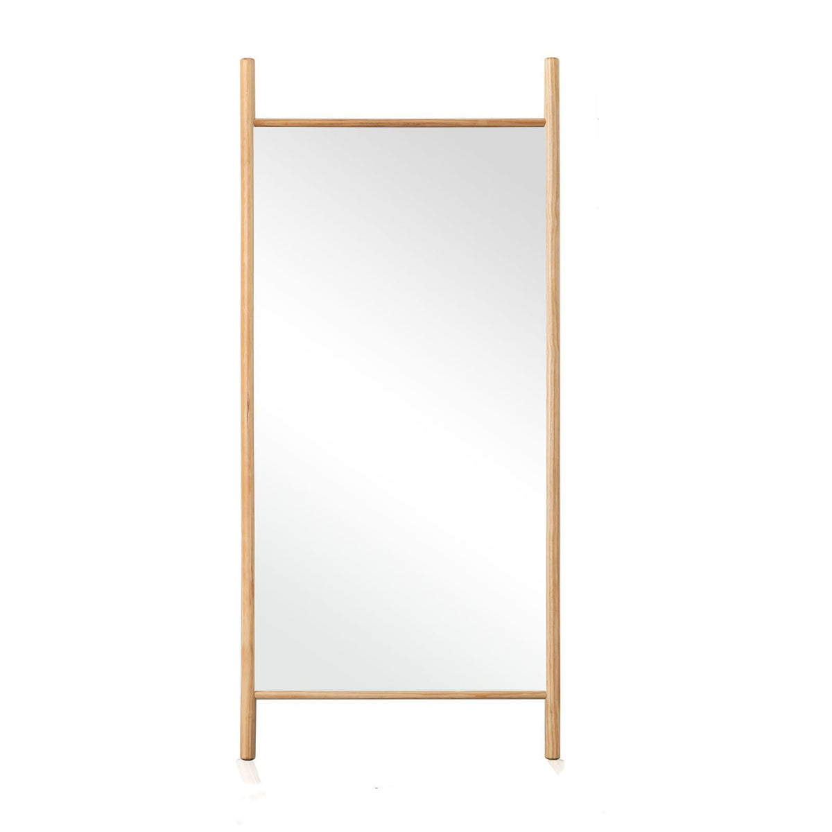 71" Natural Solid Wood Novelty Leaning Framed Full Length Mirror