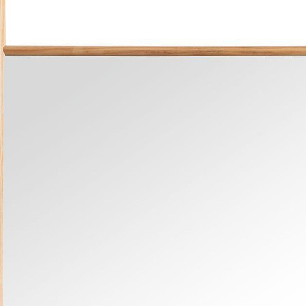 71" Natural Solid Wood Novelty Leaning Framed Full Length Mirror