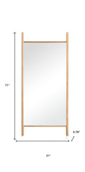 71" Natural Solid Wood Novelty Leaning Framed Full Length Mirror
