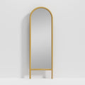 64" Natural Solid Wood Arch Leaning Framed Full Length Mirror