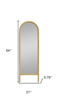 64" Natural Solid Wood Arch Leaning Framed Full Length Mirror
