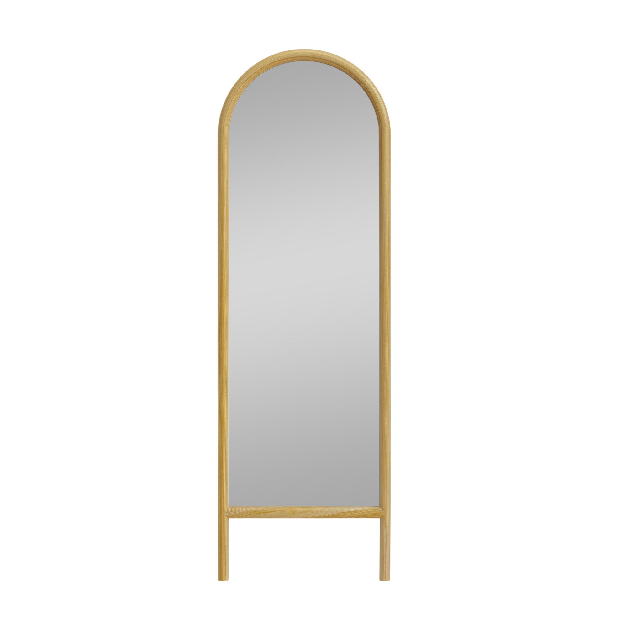 64" Natural Solid Wood Arch Leaning Framed Full Length Mirror Secondary image
