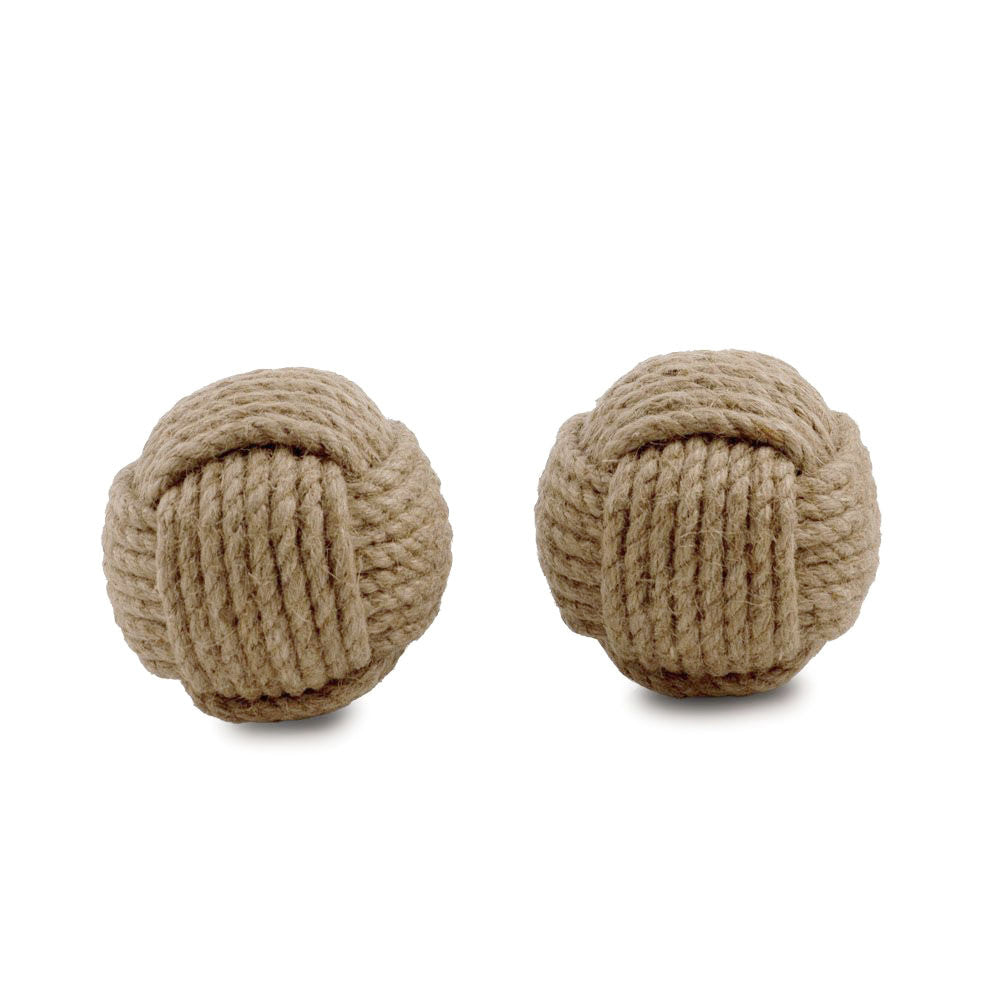 Set of Two Natural Jute Decorative Orb Tabletop Sculpture Secondary image