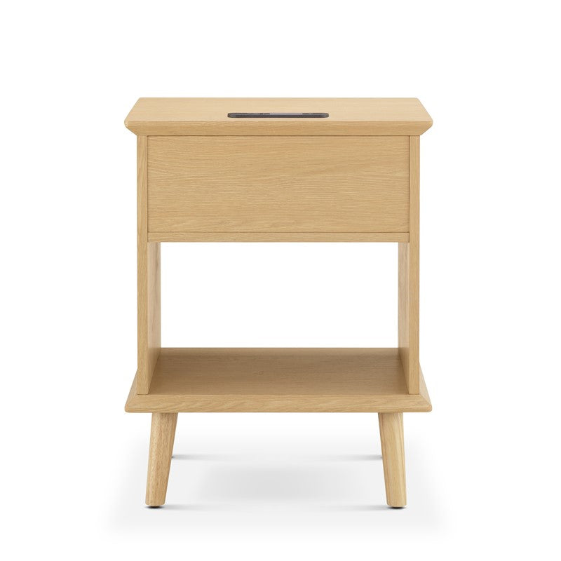 Teagan Rattan Side Table with Built-in Charging Station & LED Light