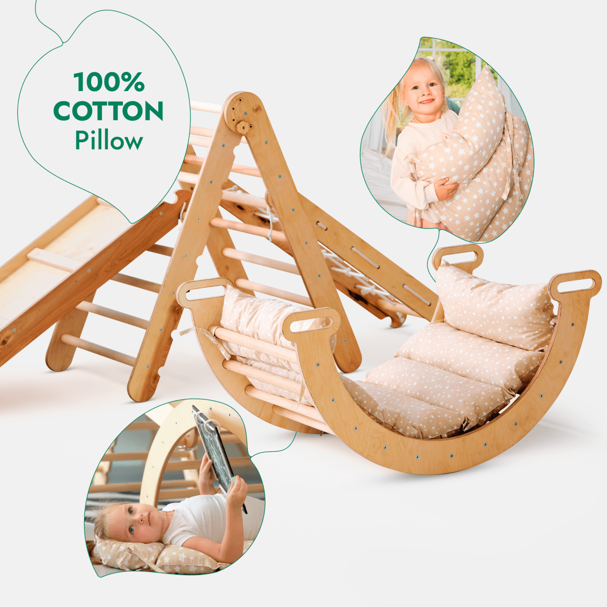 5-in-1 Montessori Climbing Set – Wooden Pikler Triangle & Indoor Play Gym