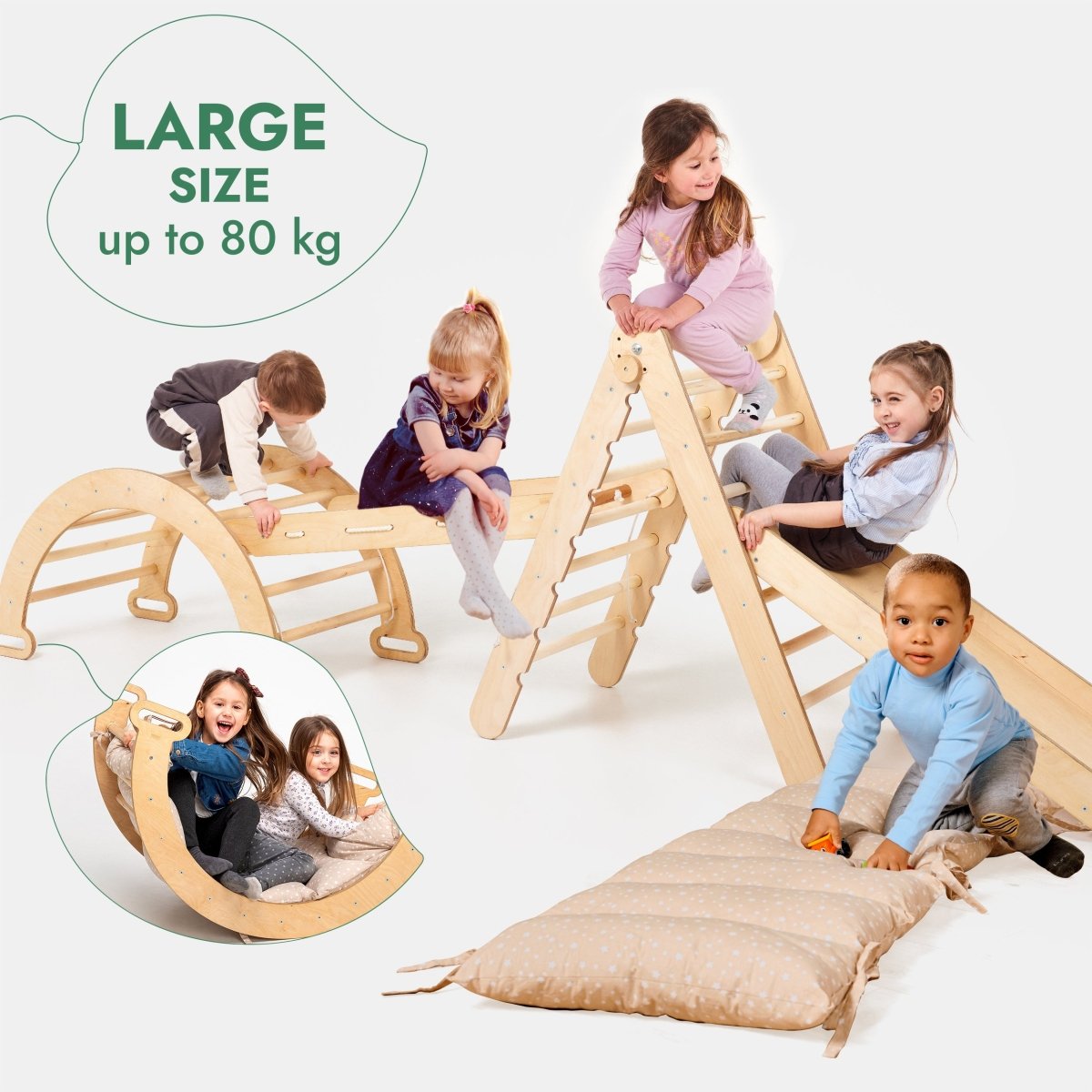 5-in-1 Montessori Climbing Set – Wooden Pikler Triangle & Indoor Play Gym