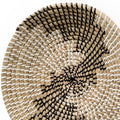 Luna 12" X 12" Black Light Brown And White Abstract Geometric Seagrass Circle Hanging Dimensional Sculpture