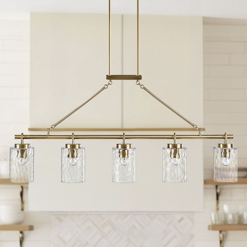 Curiana 5-light Linear Chandelier with Textured Glass Shades Main image
