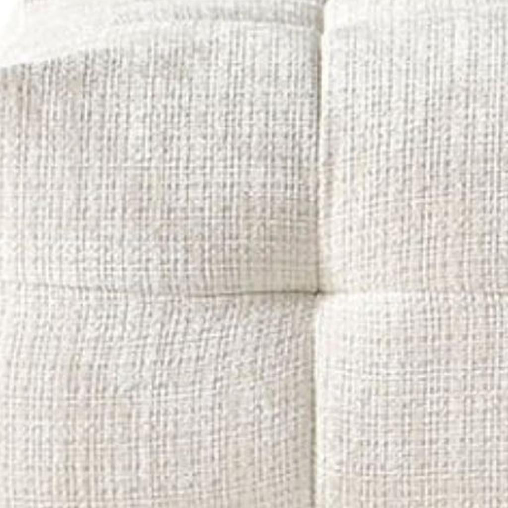 36" Beige and Black Chenille Tufted Pouf Ottoman