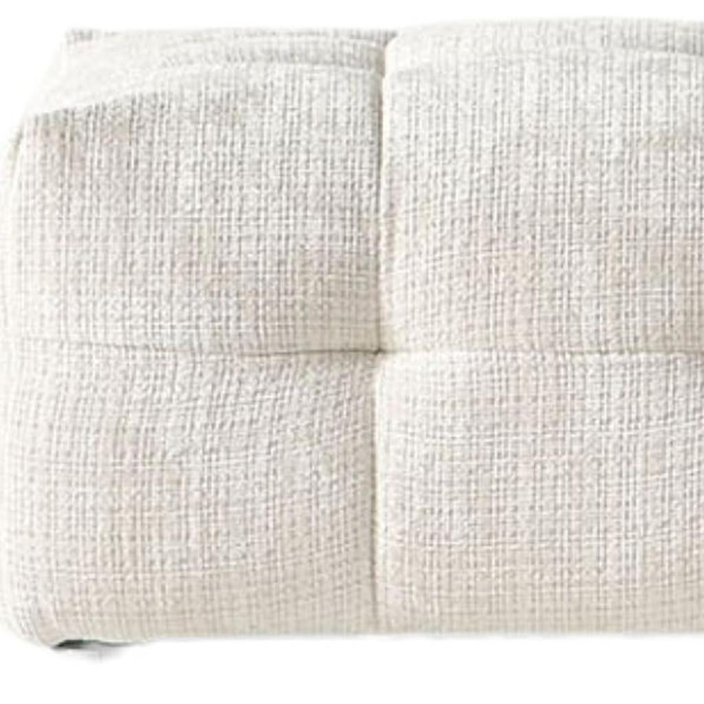 36" Beige and Black Chenille Tufted Pouf Ottoman
