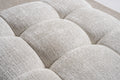 36" Beige and Black Chenille Tufted Pouf Ottoman