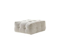 36" Beige and Black Chenille Tufted Pouf Ottoman