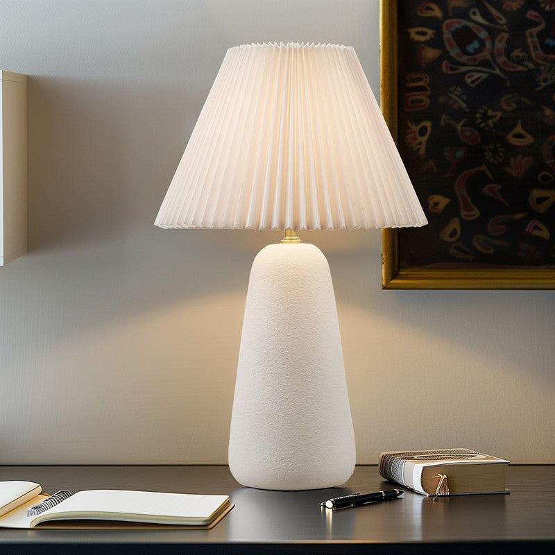 Veluna Textured Ceramic Table Lamp with Fluted Fabric Shade Main image